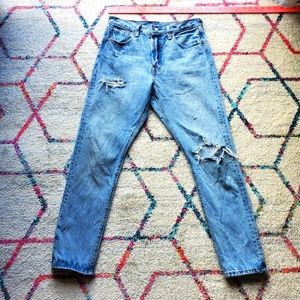 Levis 501 S Distressed Skinny Button Fly